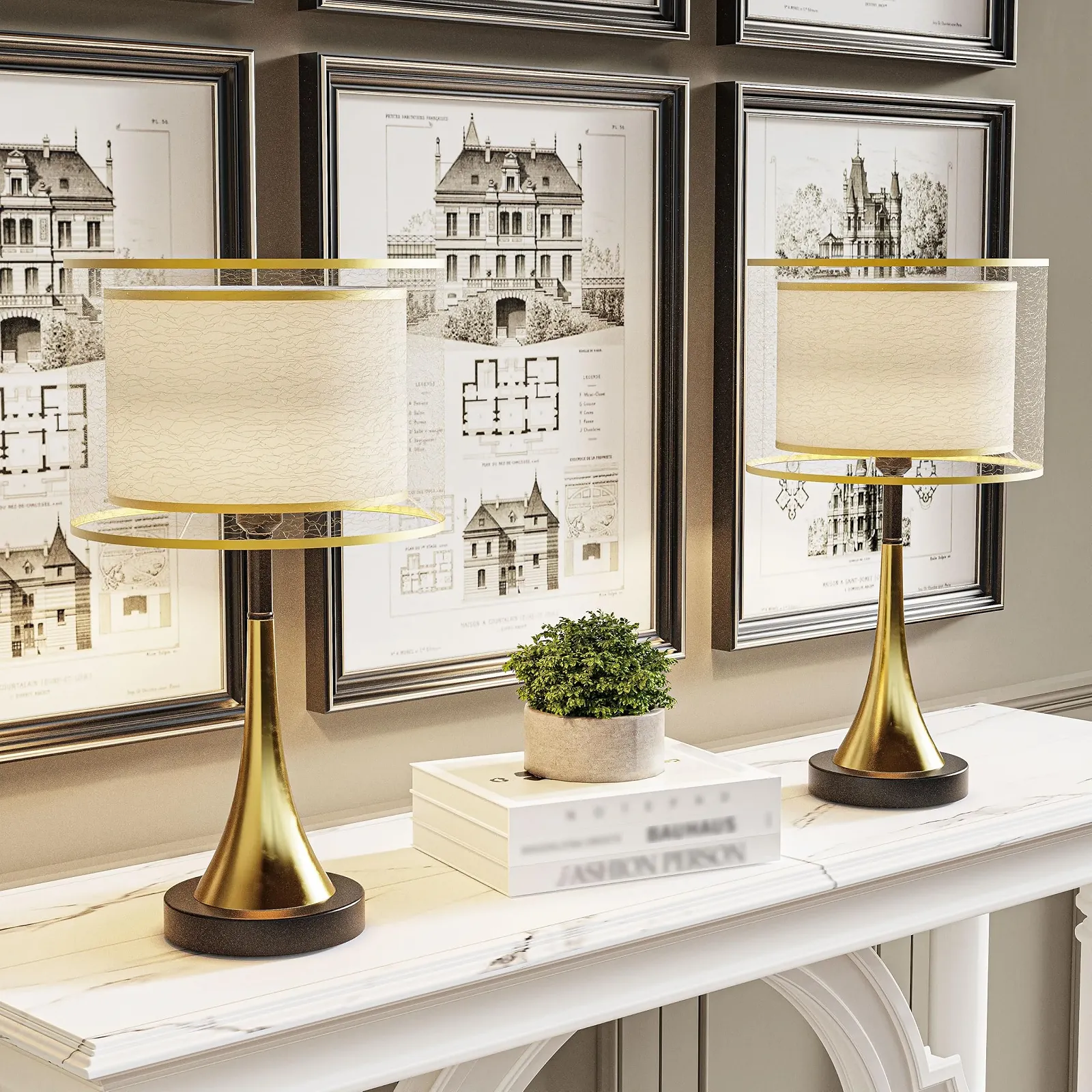 Настільна лампа LED PC Lampshade Gold Luxury Dimmable Золотиста, фото №8