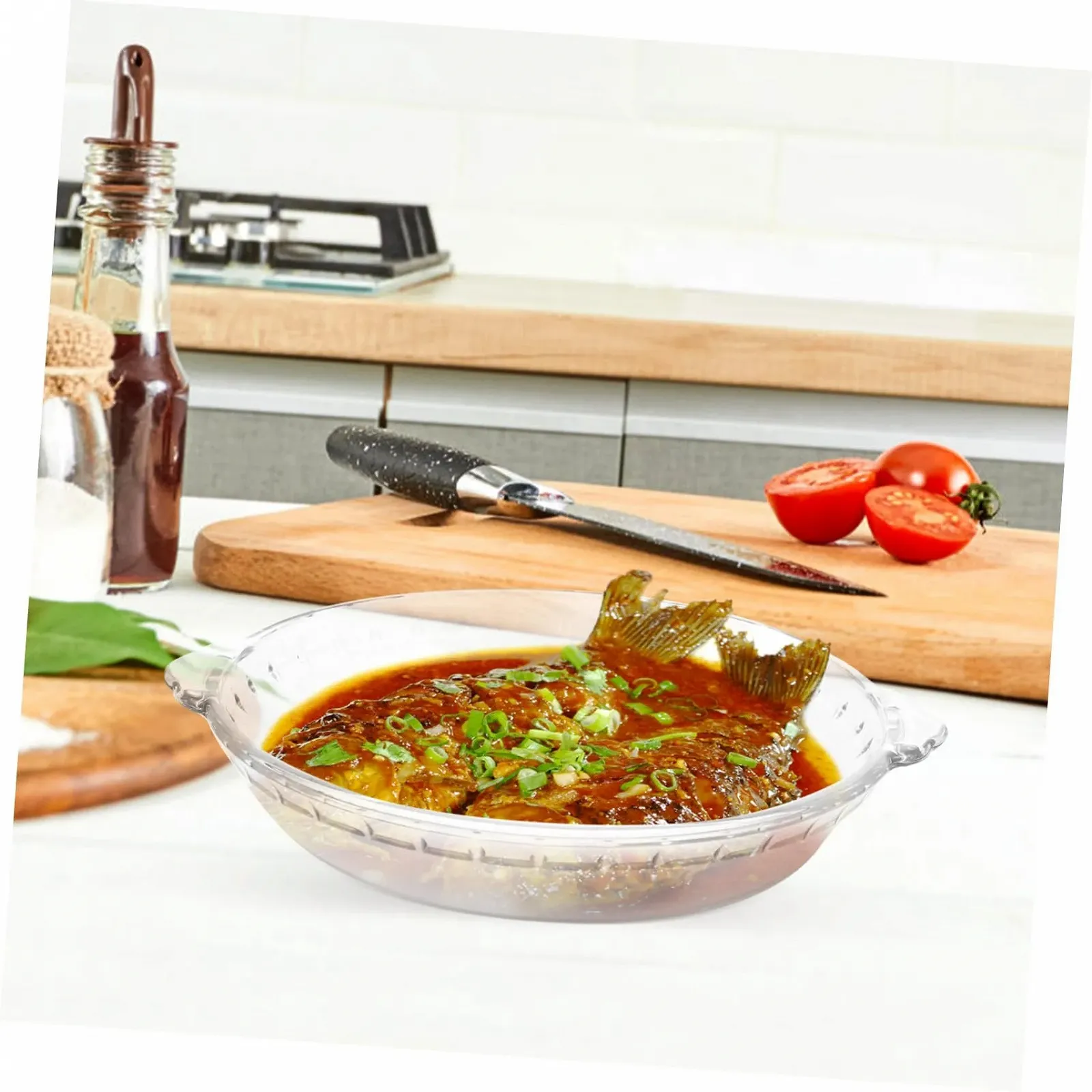 Форма для пирога жаростойкая стеклянная прозрачная для микроволновой печи для выпечки и подачи прозачная, фото №8