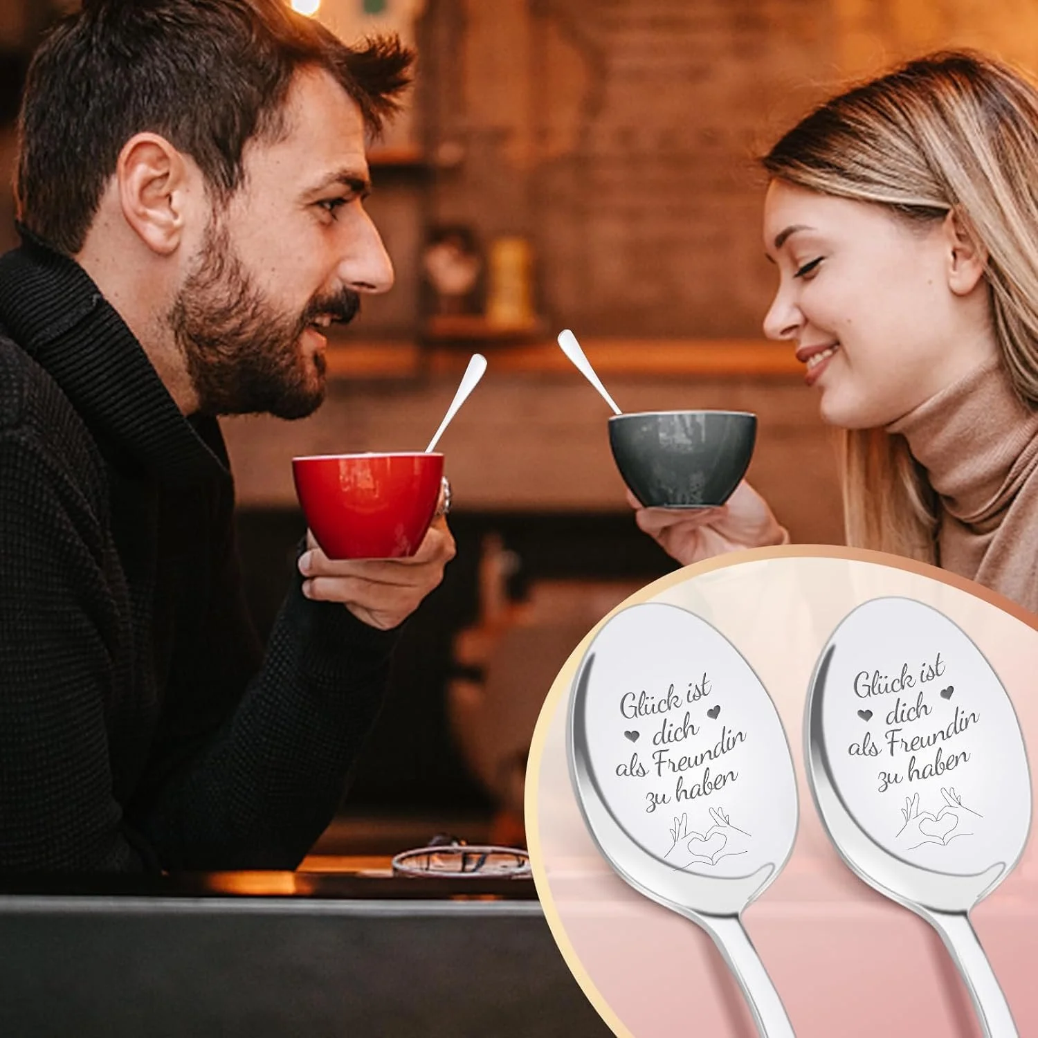 Ложка Кавова з гравіюванням Beste Freundin Der Welt & Danke Dass Es Dich Gibt, фото №6