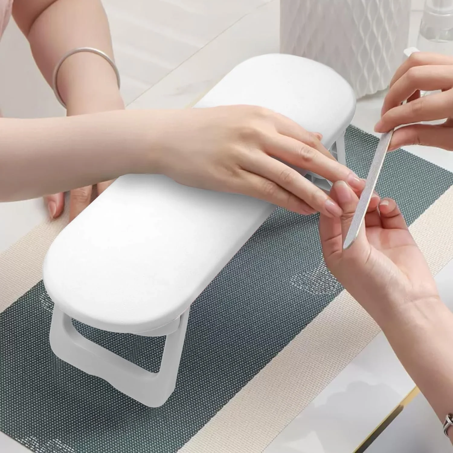 Подставка для рук ANRUI для маникюрного салона, подушка для рук из PU кожи со складной подставкой, фото №4