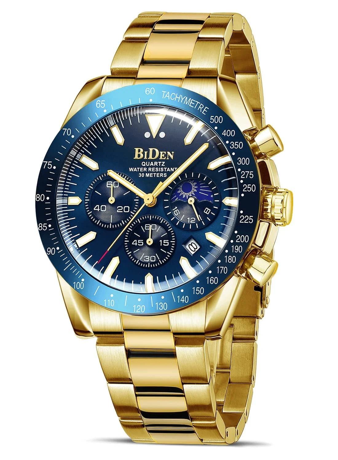 Чоловічий годинник HANPOSH Хронограф з нержавіючої сталі Водонепроникний, фото №1 Чоловічий годинник HANPOSH Хронограф з нержавіючої сталі Водонепроникний, фото №1