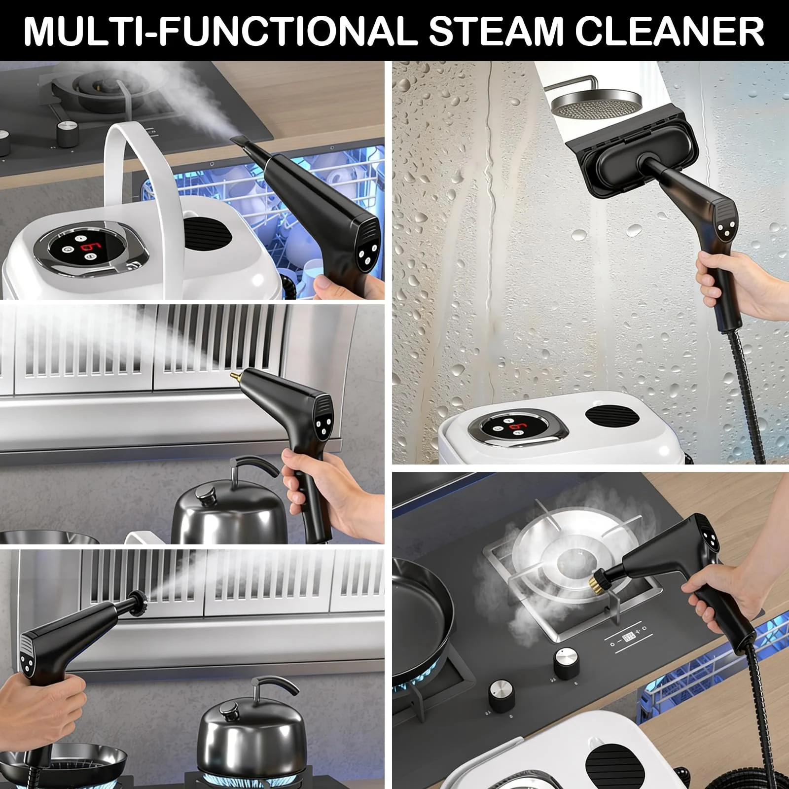 Пароочисник ручний 2500W 1.7L 6 рівнів нагрівання 15 секунд, фото №5