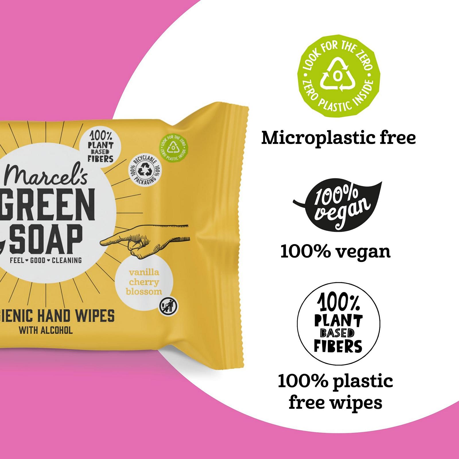 Вологі серветки Marcel's Green Soap гігієнічні для рук 60 шт Ваніль та Вишневий цвіт, фото №3