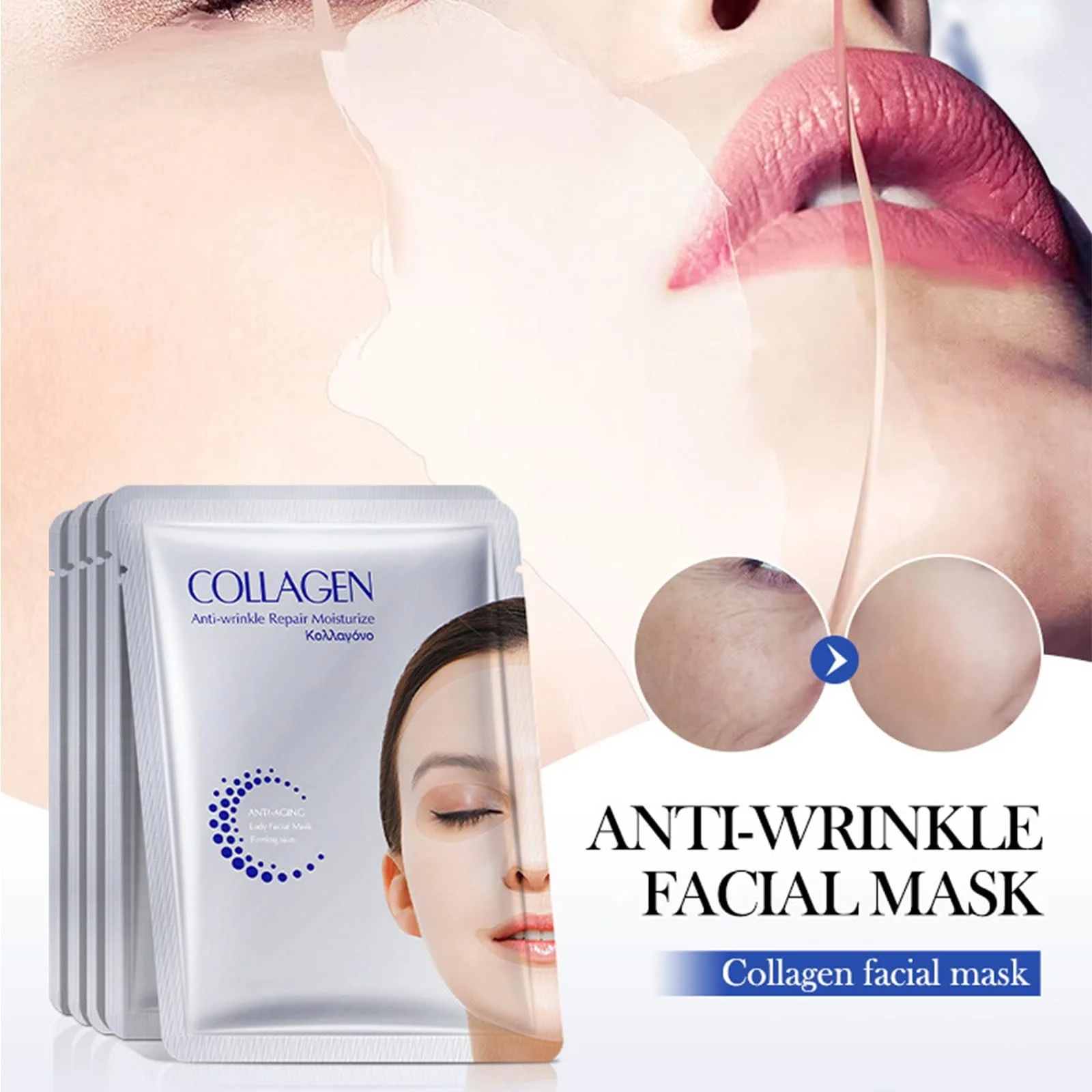 Маска для обличчя з колагеном, набір 5 шт. Зволожуюча, фото №3