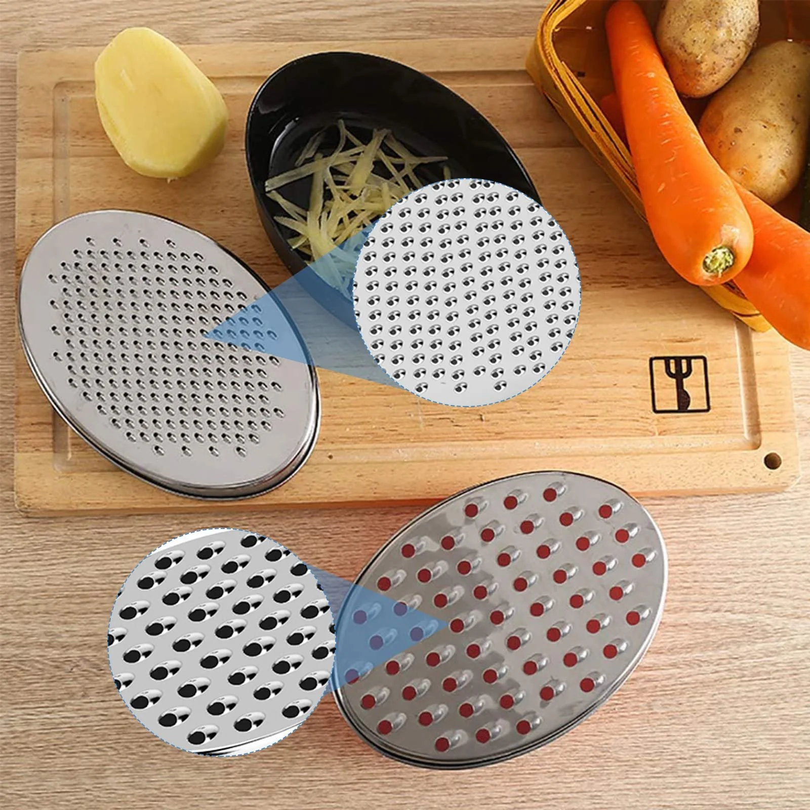 Терка з контейнером, кухонна терка з 2 розмірами для сиру, імбиру, лимона, моркви, овочів, фото №5 Терка з контейнером, кухонна терка з 2 розмірами для сиру, імбиру, лимона, моркви, овочів, фото №5