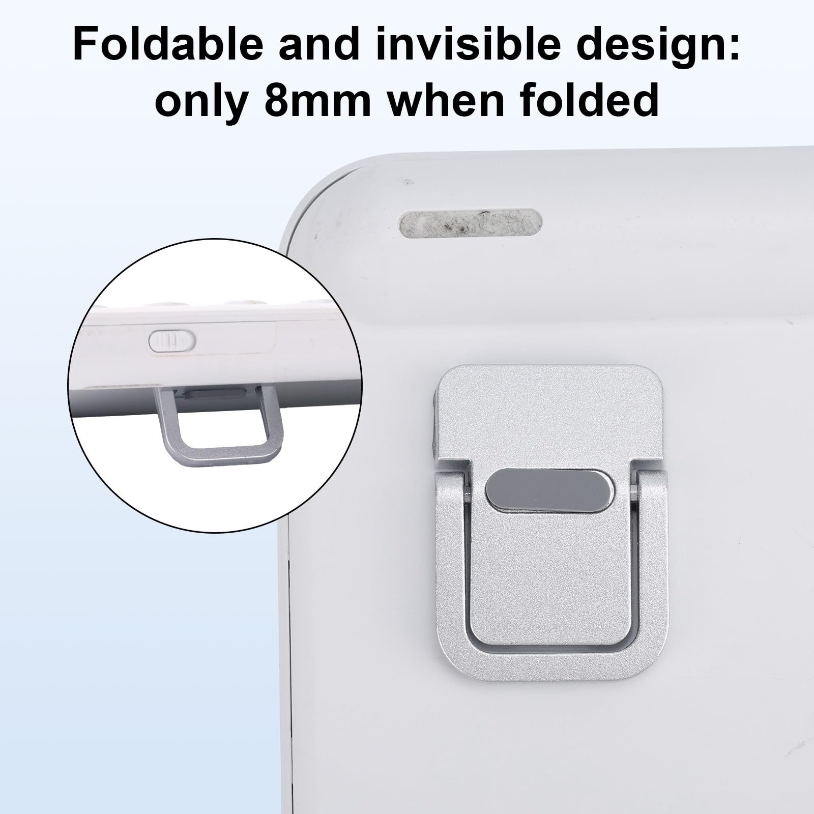 Підставка для ноутбука Міні, цинковий сплав, портативна, складана, невидима, самоклеюча підставка-тримач для комп'ютера, підтримка для столу (срібна), пакування 2 шт, фото №4