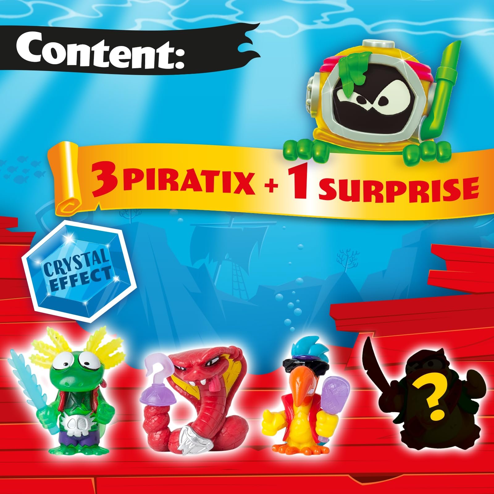 Фигурки PIRATIX Adventure World Shark Treasure Series 4 штуки Включает 4 Piratix, 1 дюйм стекла и 1 сюрприз и 4 дюймовых кристалла, Набор из 6, фото №2