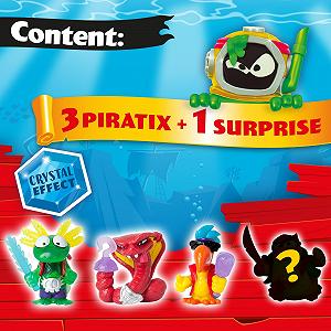 Фигурки PIRATIX Adventure World Shark Treasure Series 4 штуки Включает 4 Piratix, 1 дюйм стекла и 1 сюрприз и 4 дюймовых кристалла, Набор из 6 synthetic.ua - Фото 1