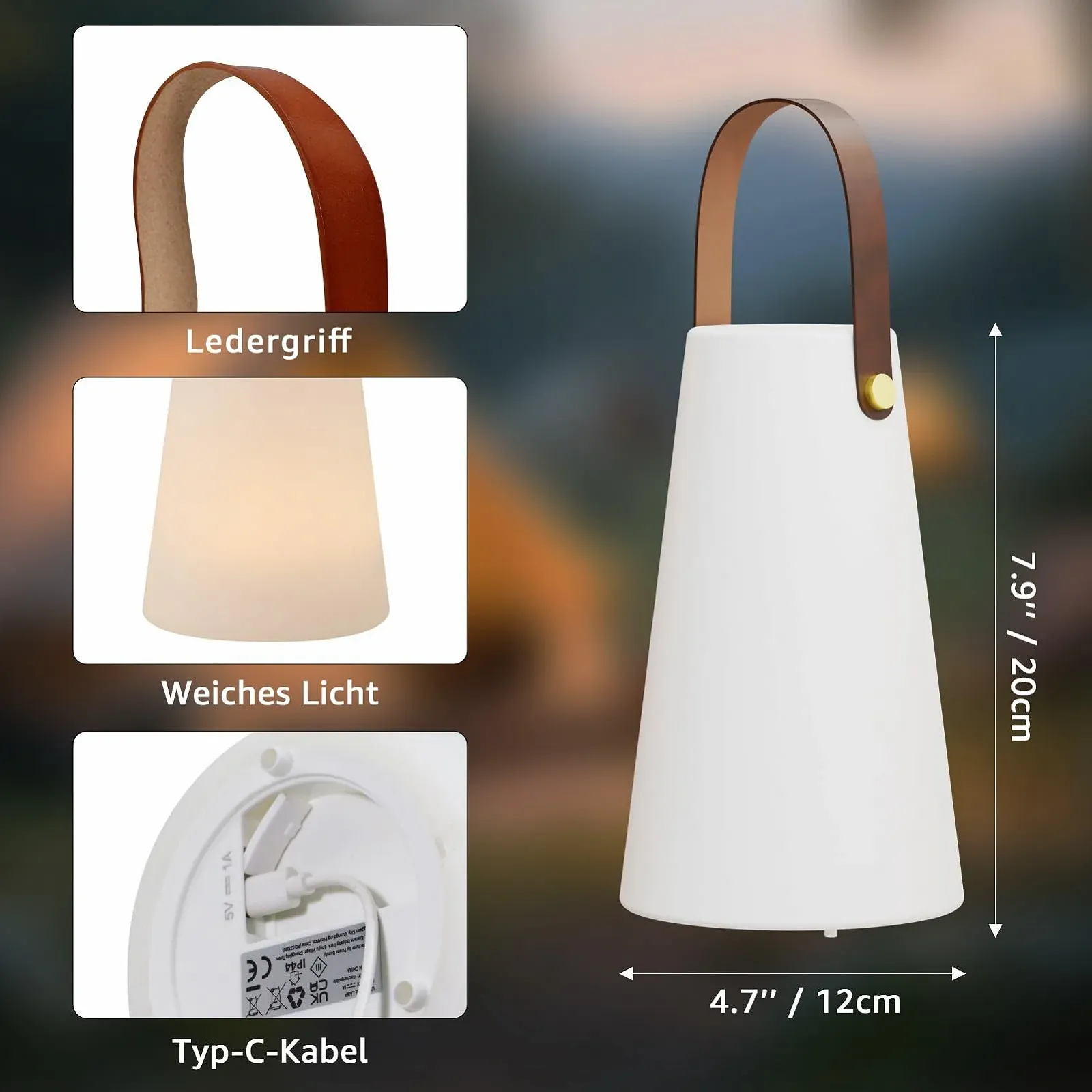 Настольные светодиодные лампы MALUX Набор 2 шт., аккумуляторные, 8 цветов, диммируемые, беспроводные, пульт ДУ, IP44, фото №5