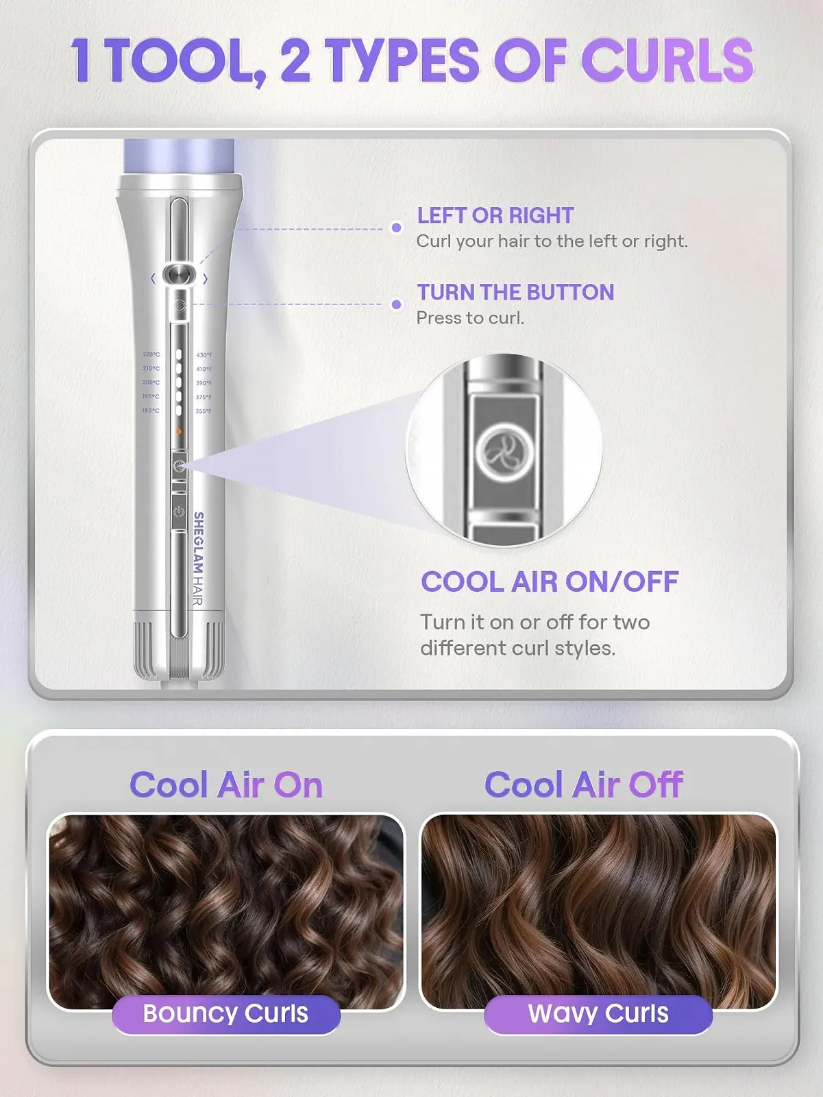 Автоматична плойка SHEGLAM One Touch Cold Air 32 мм, фото №7 Автоматична плойка SHEGLAM One Touch Cold Air 32 мм, фото №7