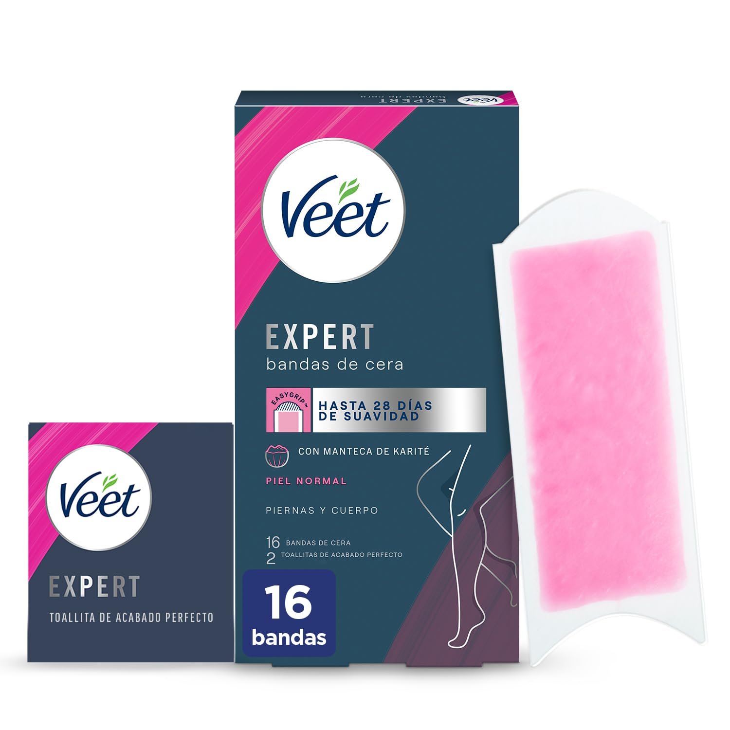 Воскові смужки для холодної депіляції Veet Expert для ніг та тіла з маслом ши 16 шт., фото №1