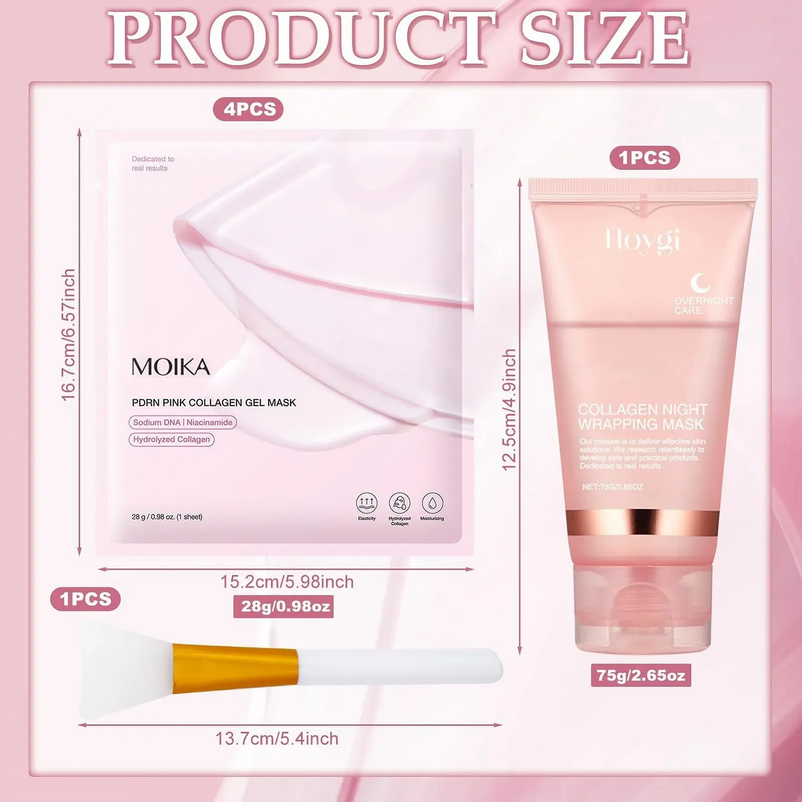 Нічна маска-обгортання з колагеном 4 шт, для зволоження, проти зморшок, проти старіння та освітлення, фото №2