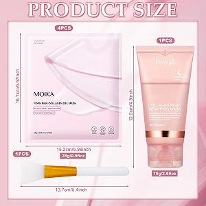 Нічна маска-обгортання з колагеном 4 шт, для зволоження, проти зморшок, проти старіння та освітлення synthetic.ua - Фото 1