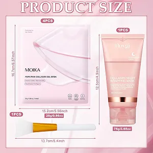 Ночная маска-обертывание с коллагеном 4 шт Organic Collagen Real Deep Mask, коллагеновая маска-пленка для ночного использования, для увлажнения, против морщин, против старения и осветления synthetic.ua - Фото 1