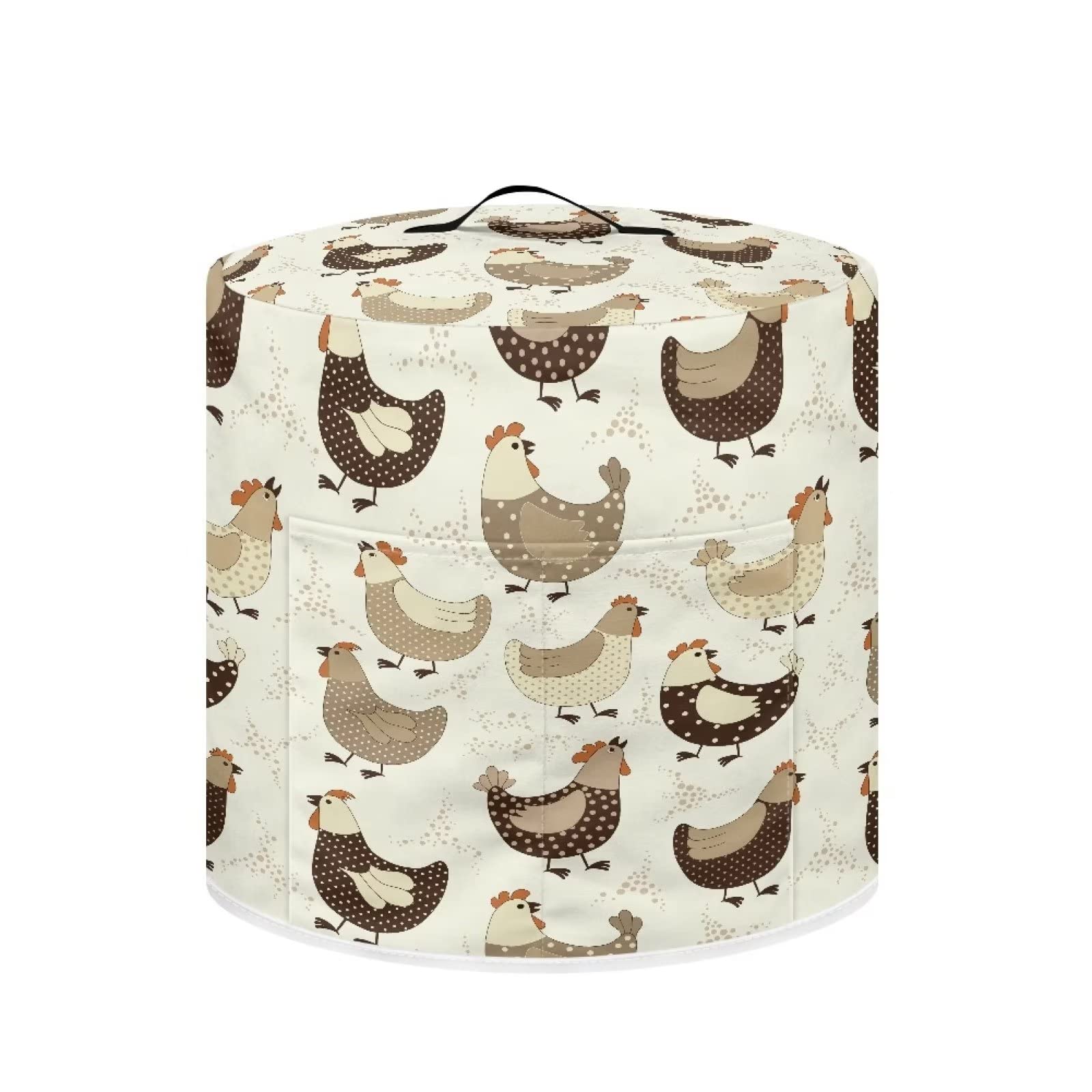 Защитное покрытие ZIATUBLES Chicken White Print Slow Cooker, Crock Pot С одним карманом Дизайн Белый 6 кварт, фото №1