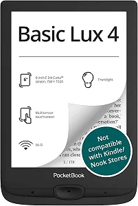 Електронна книга 6"  Basic Lux 4 / 8ГБ / Wi-Fi / SD слот / сенсорний E-Ink екран (758 × 1024) / Настроювана яскравість / Динаміки / Чорний (PB618-P-WW) - Фото 1