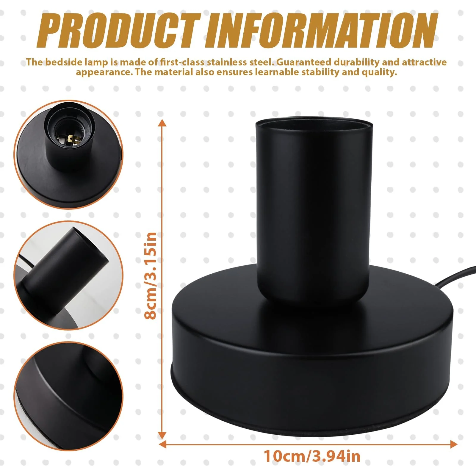 Настільна лампа Retro E27 Vintage Base з кабелем Metal (без лампи), фото №2