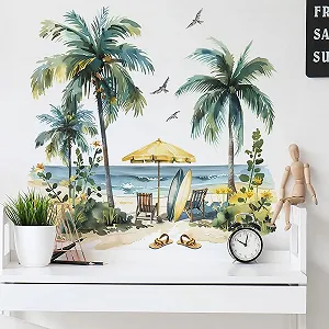 Наклейка на стіну Summer Beach Кокосова пальма Зелений synthetic.ua - Фото 1