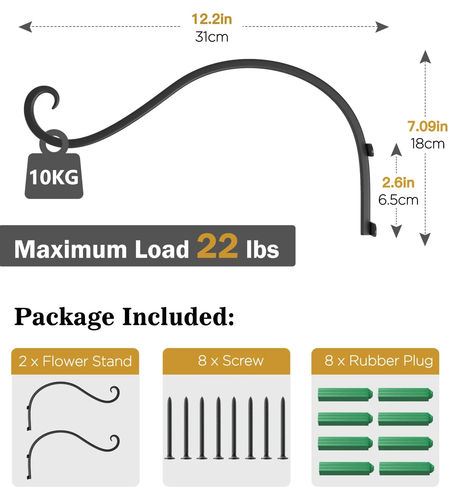 Держатель для подвесных корзин Lewondr Ретро Набор из 2 шт. Железный, фото №4