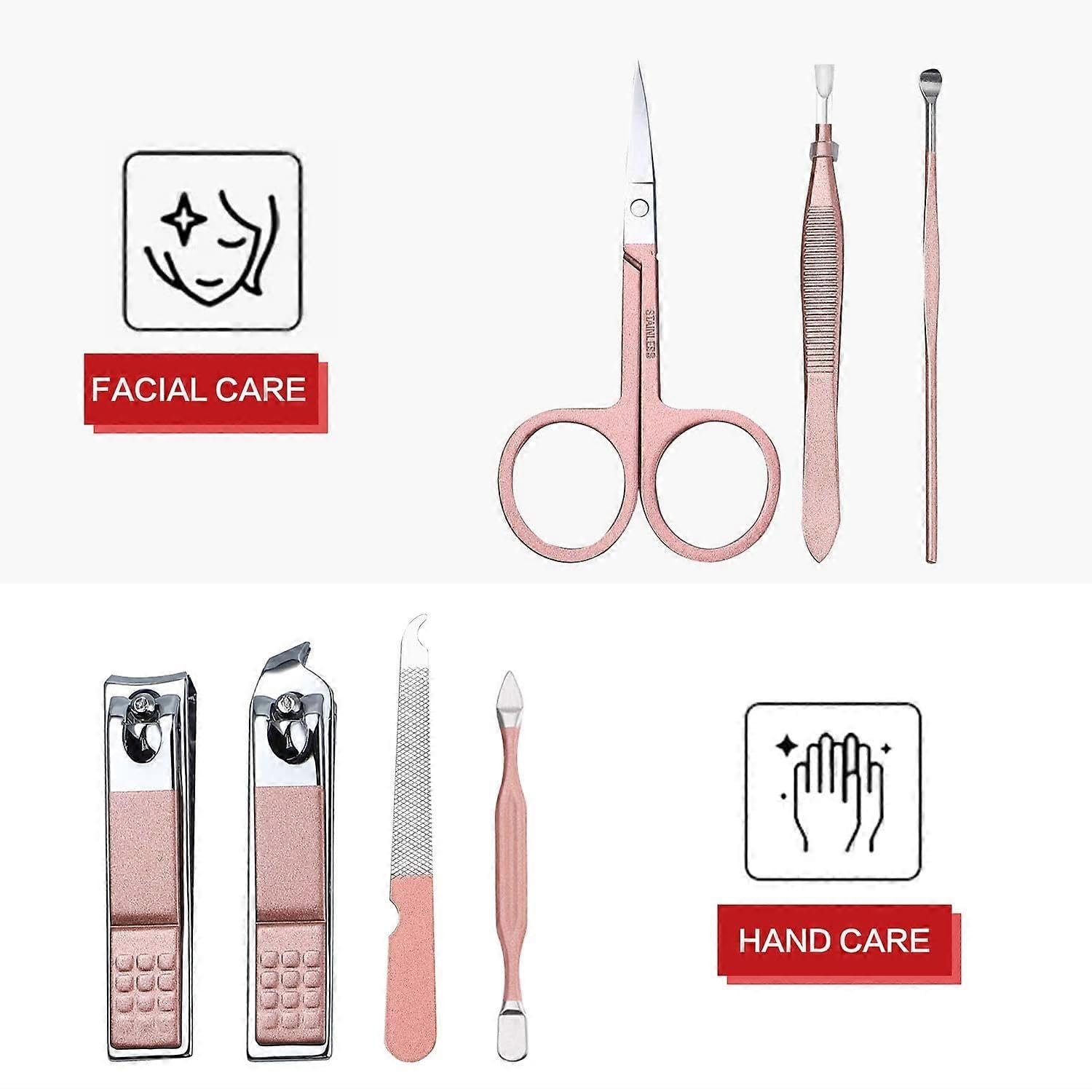 Набір для манікюру та педикюру з кусачками 7 в 1 Сталь, рожевий, фото №3 Набір для манікюру та педикюру з кусачками 7 в 1 Сталь, рожевий, фото №3