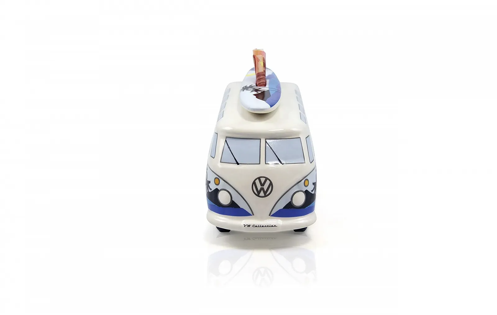 Скарбничка BRISA VW Collection Volkswagen T1 Bulli Bus Samba з дошкою для серфінгу 1:18 Surf/Blue, фото №2