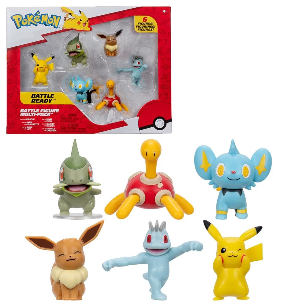 Фигурки Bandai Pokémon Pikachu Coupenotte Lixy Eevee Machoc Caratroc, 5 см, набор из 6 штук, фото №1