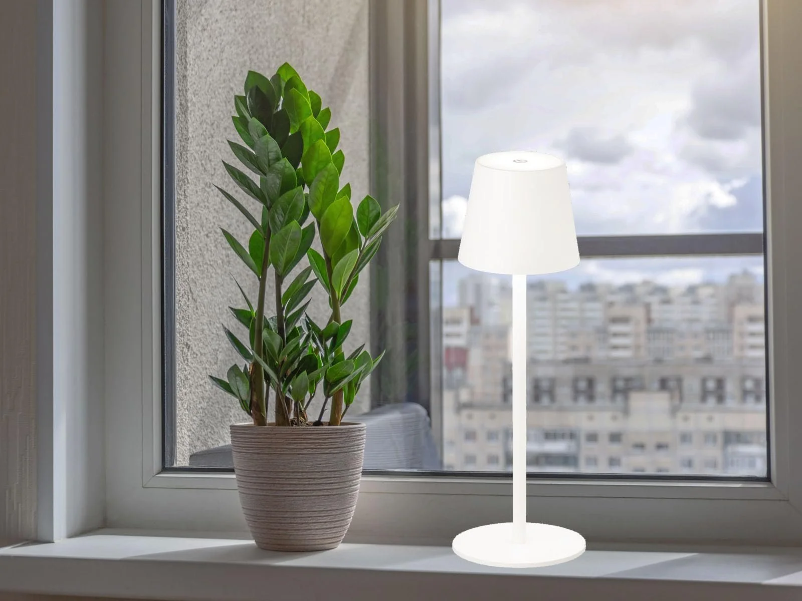 Набір настільних ламп meineWunschleuchte Акумуляторні Бездротові з сенсорним димером 38 см Білі (2 шт.), фото №6