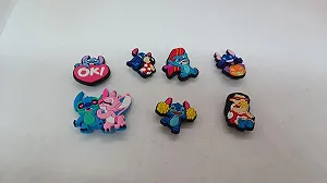 Набор джибитсов для крокса (Crocs) "Лило и Стич" — Аксессуары для обуви Disney Stitch & Angel / 7 шт synthetic.ua - Фото 1
