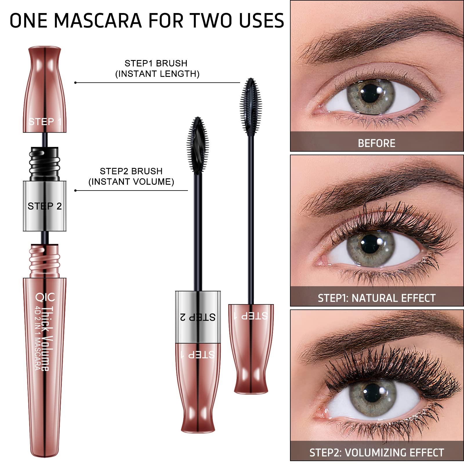 Тушь для ресниц 4D Silk Fibre Eyelash, водостойкая, удлинённая и густая, не смазывается и не слипается, черный, 9 мл, фото №2