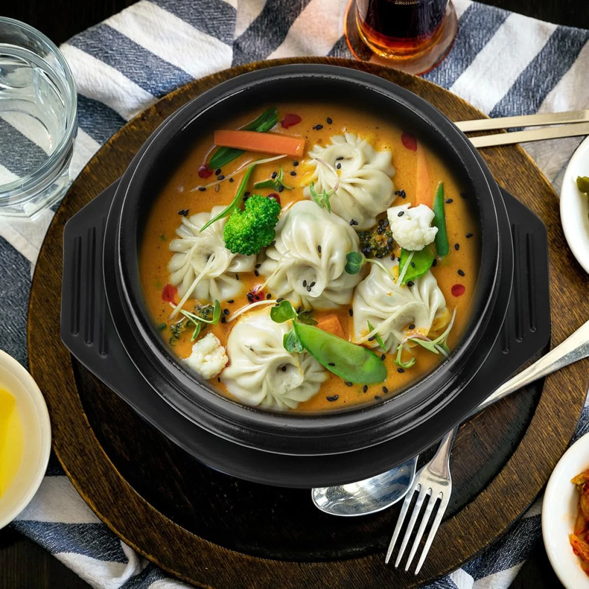 Горшок керамический VALICLUD для бибимпапа с подставкой термостойкий круглый, фото №4