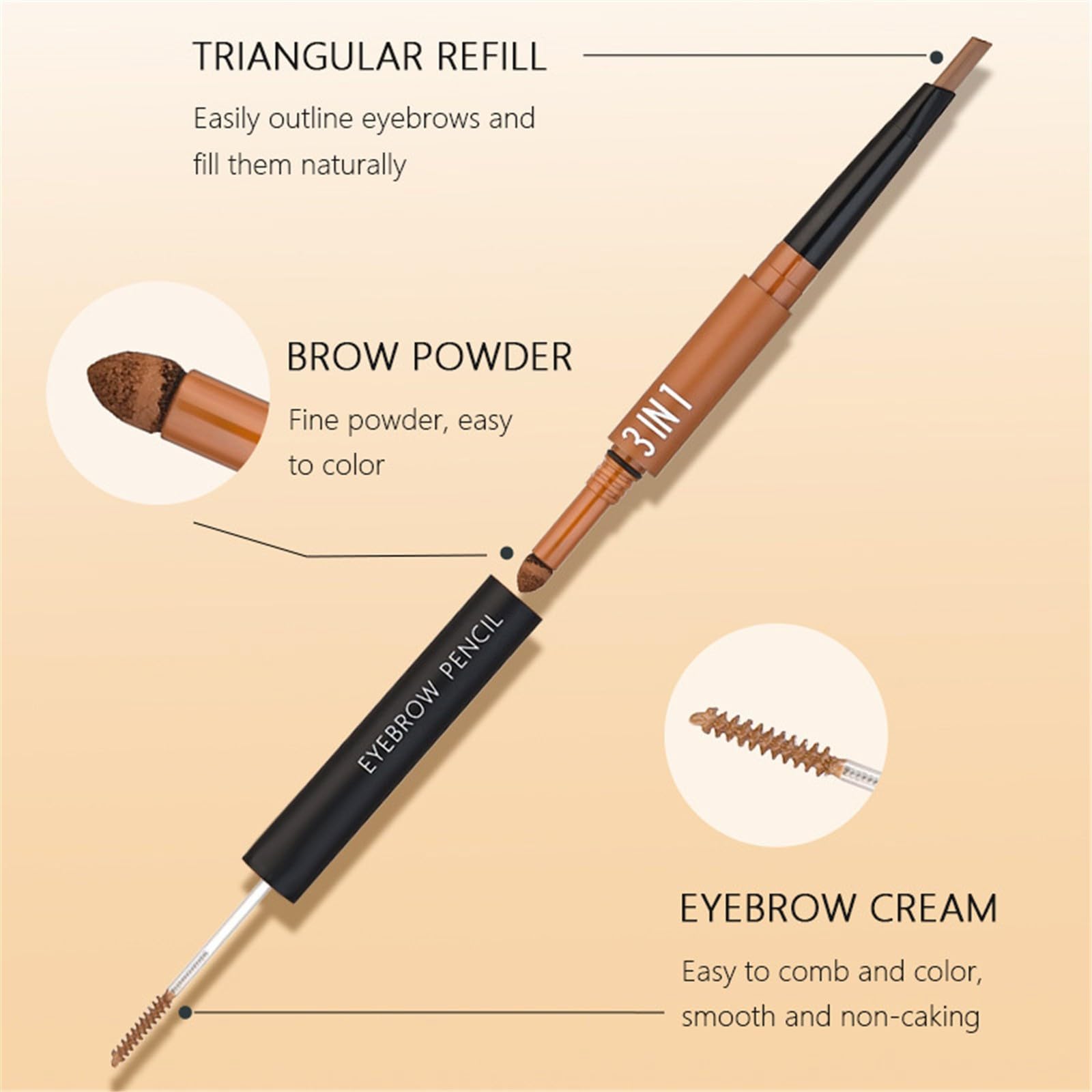 Олівець для брів Triangular Eyebrow Pencil 6-Colour A One Size, фото №4 Олівець для брів Triangular Eyebrow Pencil 6-Colour A One Size, фото №4