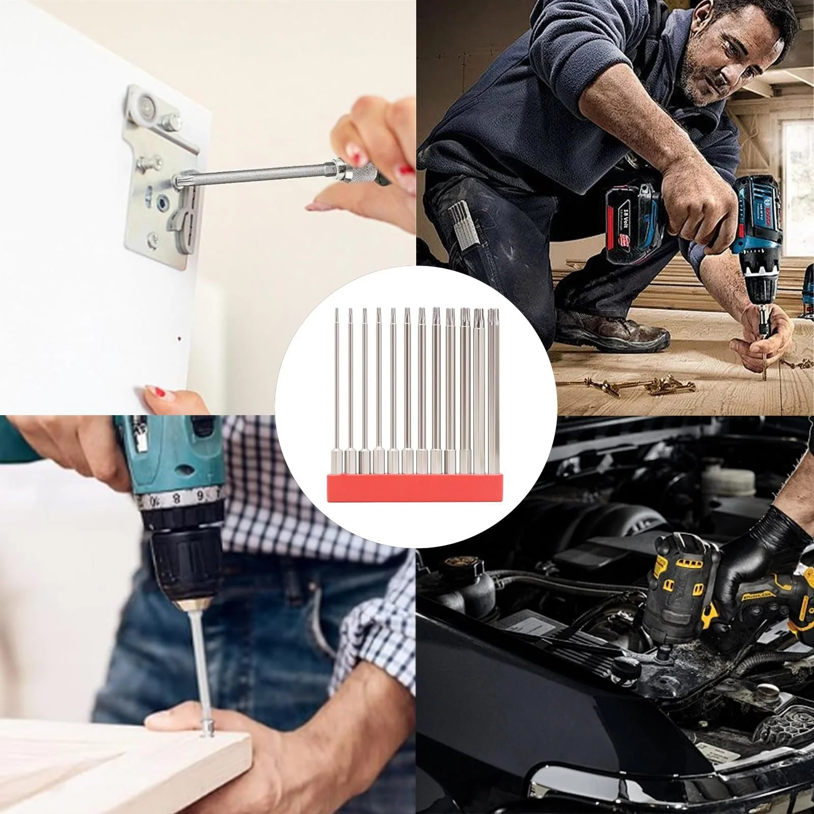 Набор отверток Mikqky 11 Torx Long 100 мм 1/4 дюйма 1.7-6.65 мм (T6, T7, T8, T9, T10, T15, T20, T25, T27, T30, T40) Магнитный, фото №7