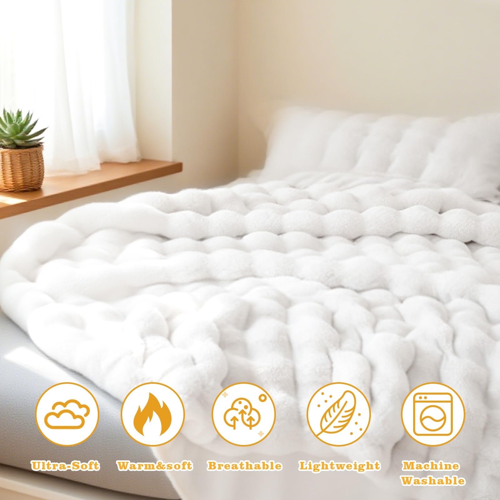 Покривало Chingcoo Плюшева Кролик Білий, 100 x 160 см, фото №4 Покривало Chingcoo Плюшева Кролик Білий, 100 x 160 см, фото №4