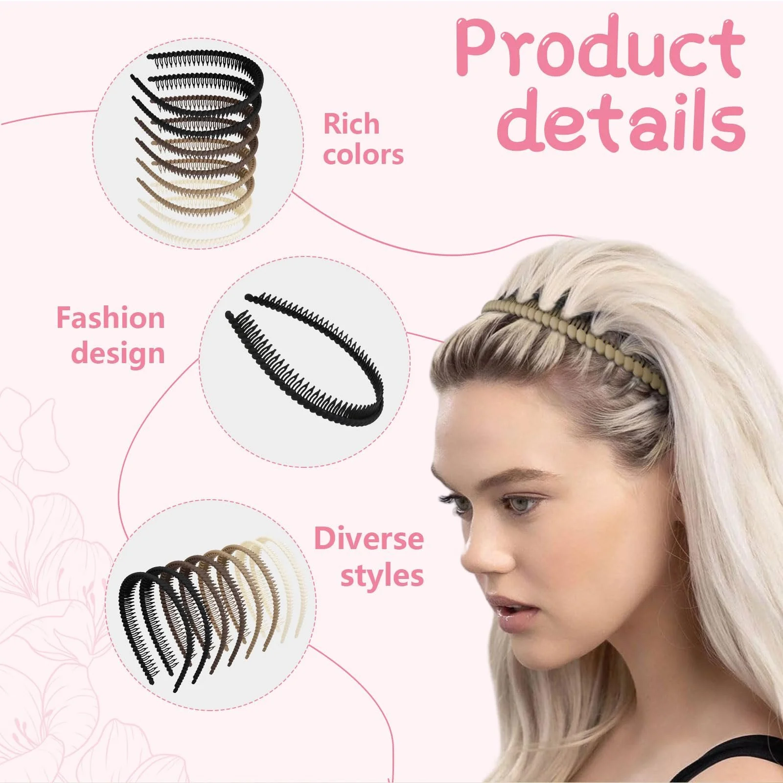 Жіночі обручі для волосся з зубчиками, фото №3