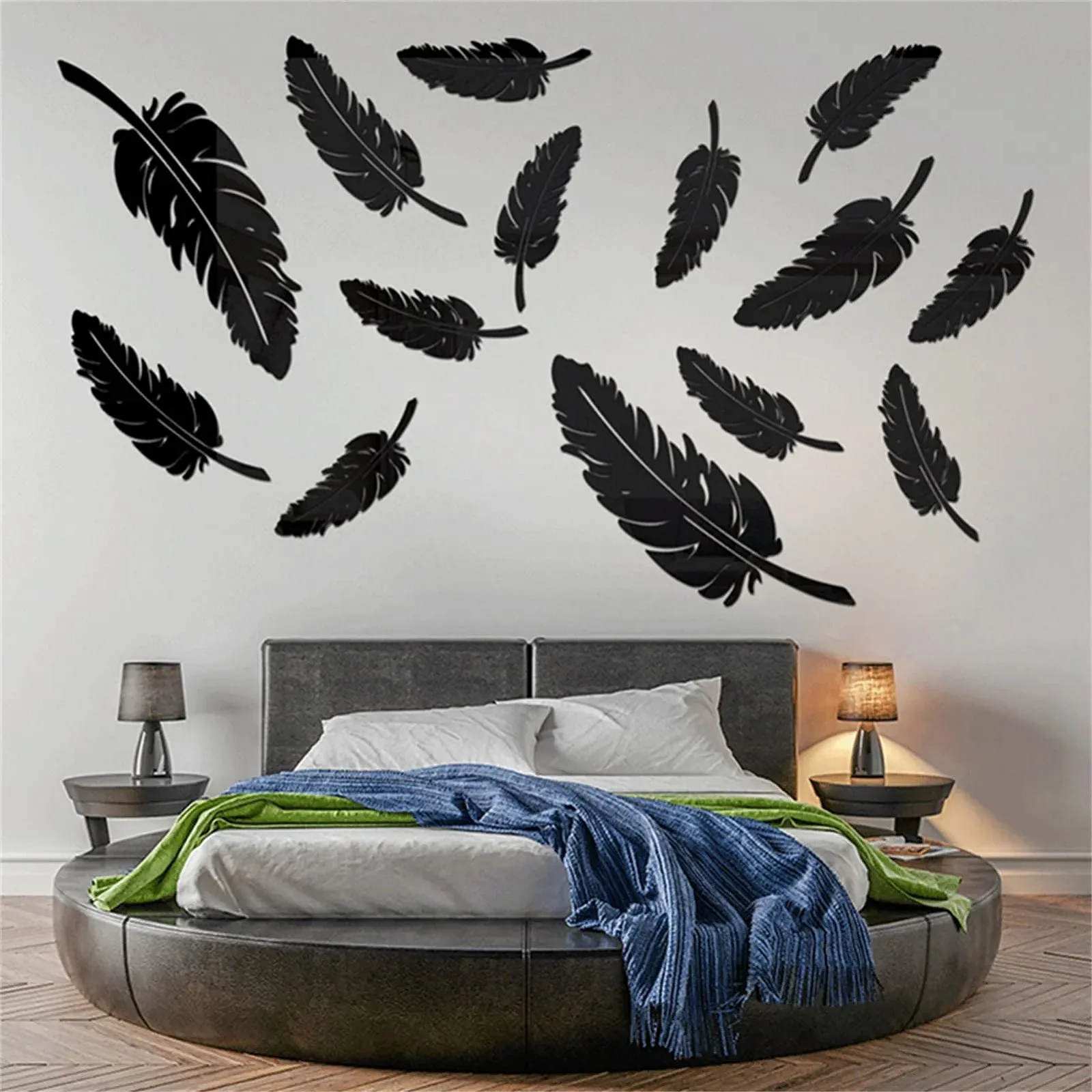 Наклейка на стіну 3D Mirror Acrylic Large Leaves Gold 15 шт., фото №3