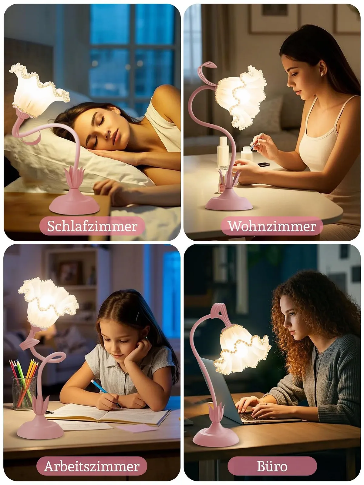 Настільна лампа Flower у формі квітки LED приліжкова 3 режими кольору димована, фото №7