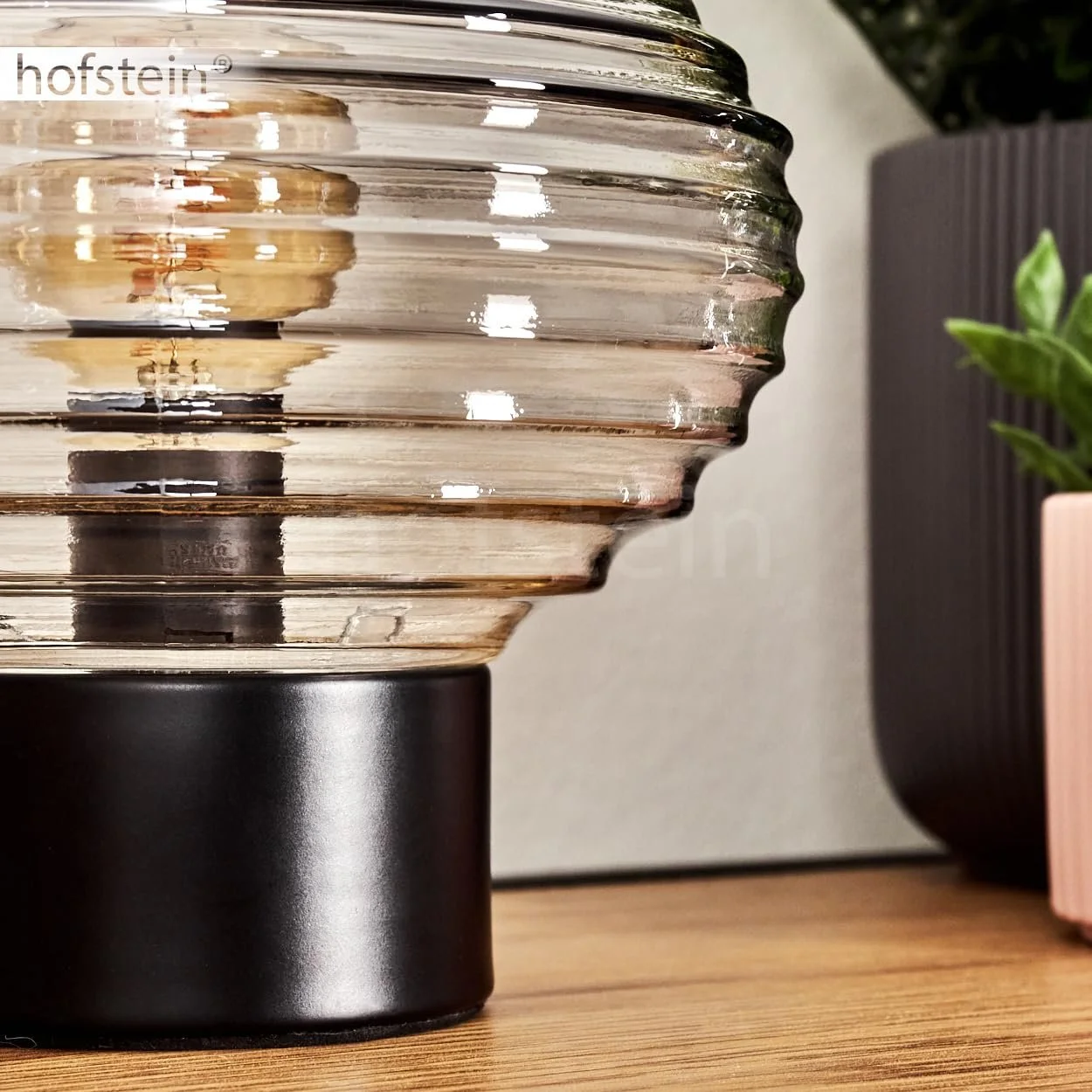 Настільна лампа Gualtar Метал / Скло Скляний плафон 15.5 см 1 x E14 Чорний / Димчастий, фото №7