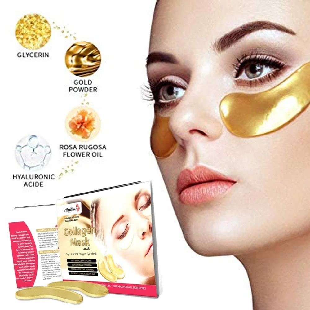 Маска для глаз Infinitive Beauty Crystal Gold 24K, 10 шт. Антивекова, против темных кругов и отечности, фото №4
