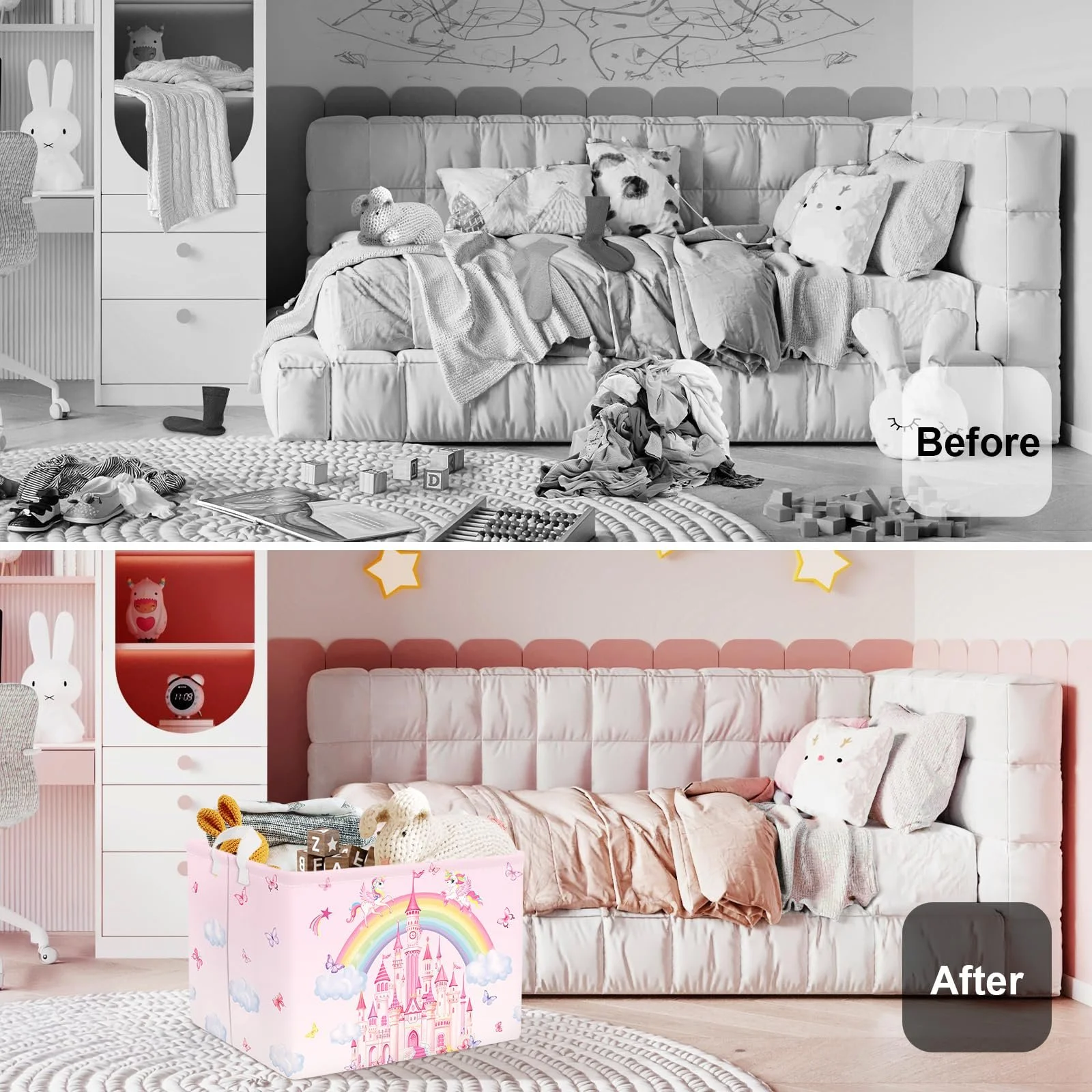 Корзина для игрушек Детская HUUMONSS Rainbow Animals Складная для девочек Большая, 36 л, фото №2 Корзина для игрушек Детская HUUMONSS Rainbow Animals Складная для девочек Большая, 36 л, фото №2