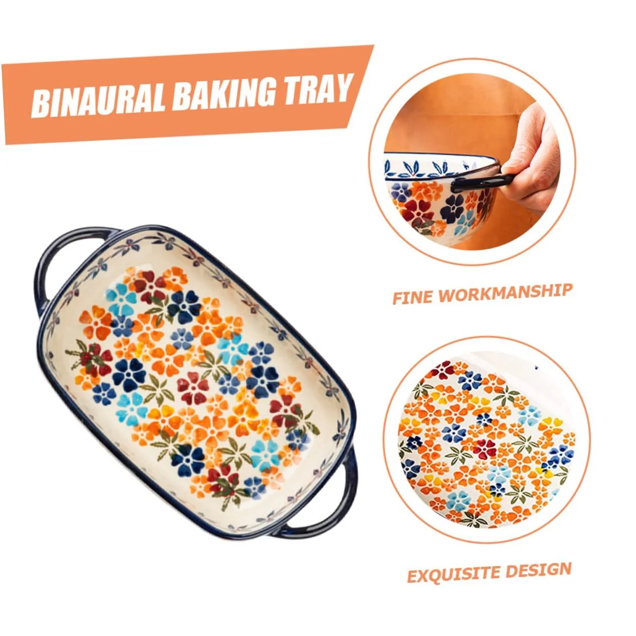 Форма для запекания GLEAVI керамическая с ручками для духовки и микроволновой печи, фото №4