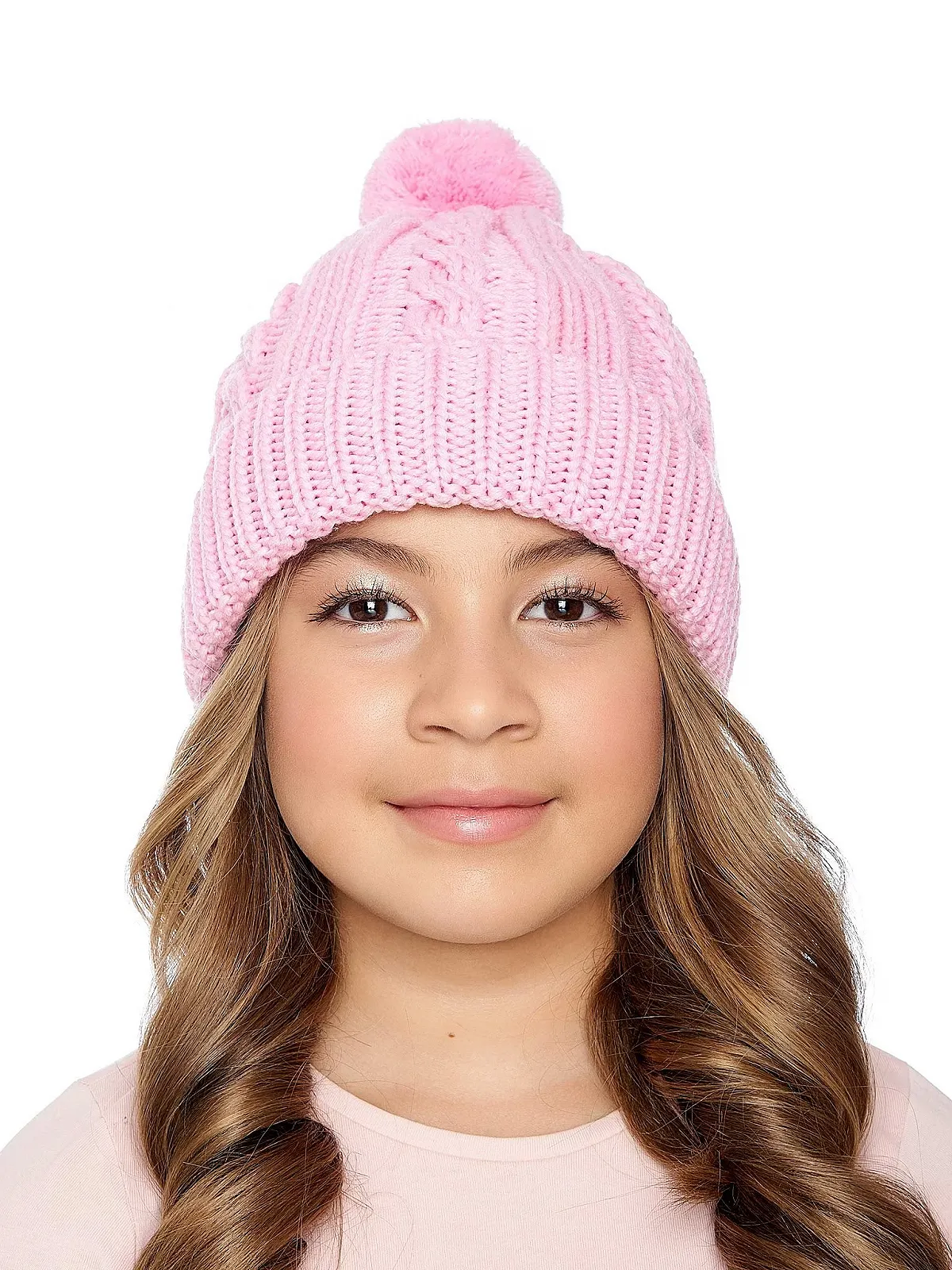 Зимняя шапка Marhatter для девочек с помпоном, шерстяная, на флисовой подкладке, фото №4