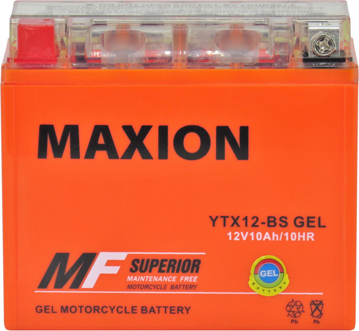 АКБ мото гелевий 12V 12-А/Ч L Maxion 150х87х130 YTX12-BS GEL, фото №1