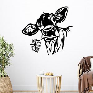 Наклейка на стіну GRAZDesign Happy Cow Head 60 x 57 см Чорна - Фото 1