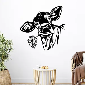 Наклейка на стіну GRAZDesign Happy Cow Head 60 x 57 см Чорна - Фото 1