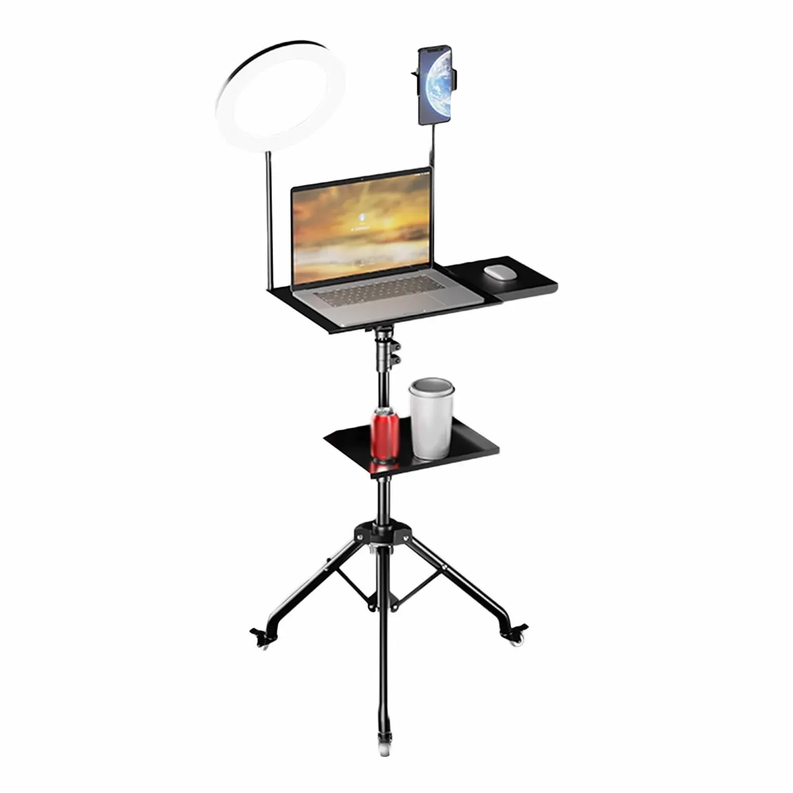 Напольная Стойка для Ноутбука, Напольная Поддерживающая Стойка, Подъемный Верстак из Алюминиевого Сплава для Дома или Офиса на Открытом Воздухе с Дополнительными Колесами, фото №1 Напольная Стойка для Ноутбука, Напольная Поддерживающая Стойка, Подъемный Верстак из Алюминиевого Сплава для Дома или Офиса на Открытом Воздухе с Дополнительными Колесами, фото №1