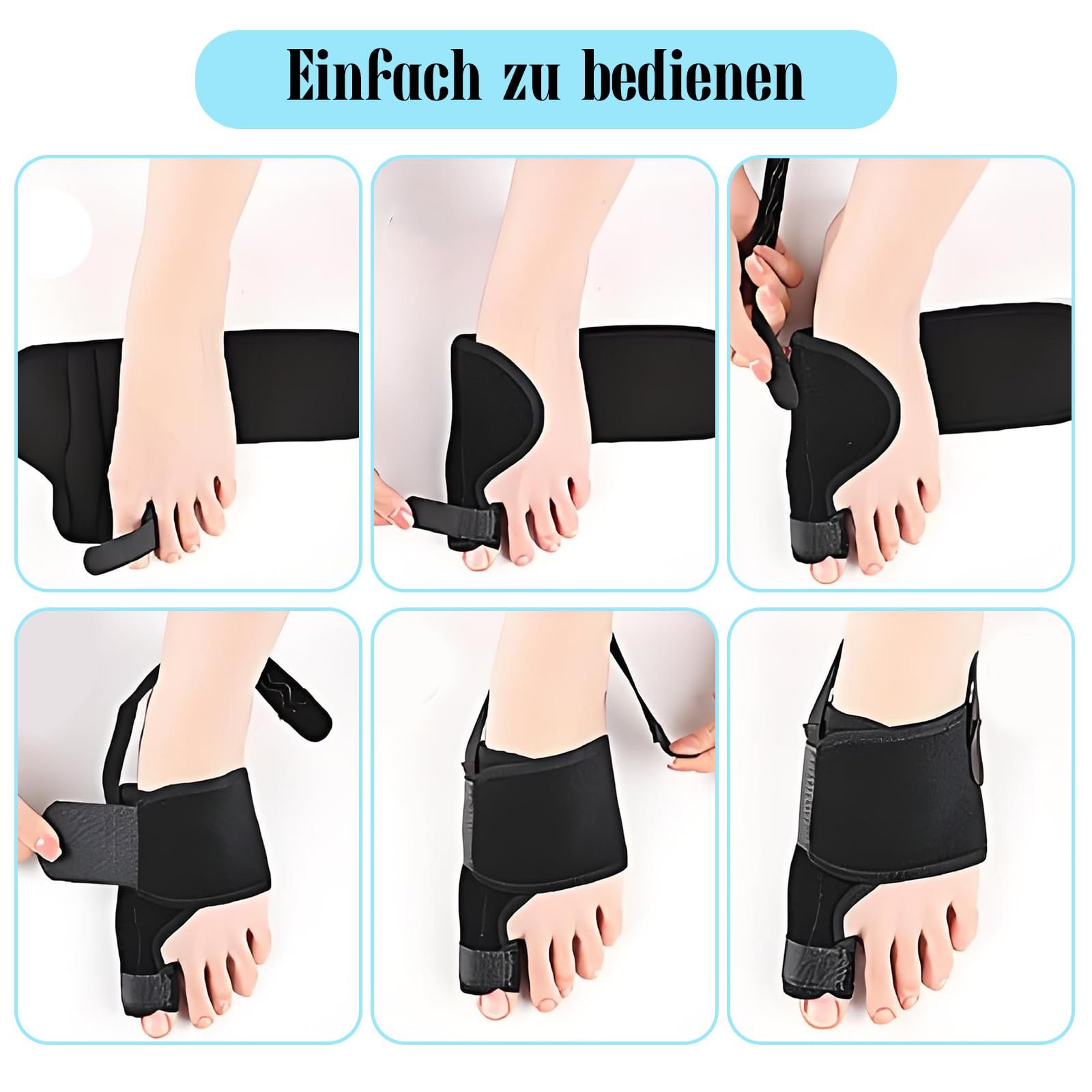 Шина VEGCOO для корекції Hallux Valgus, 4 шт. + Силіконовий роздільник для пальців ніг для чоловіків і жінок, для дня і ночі, фото №6