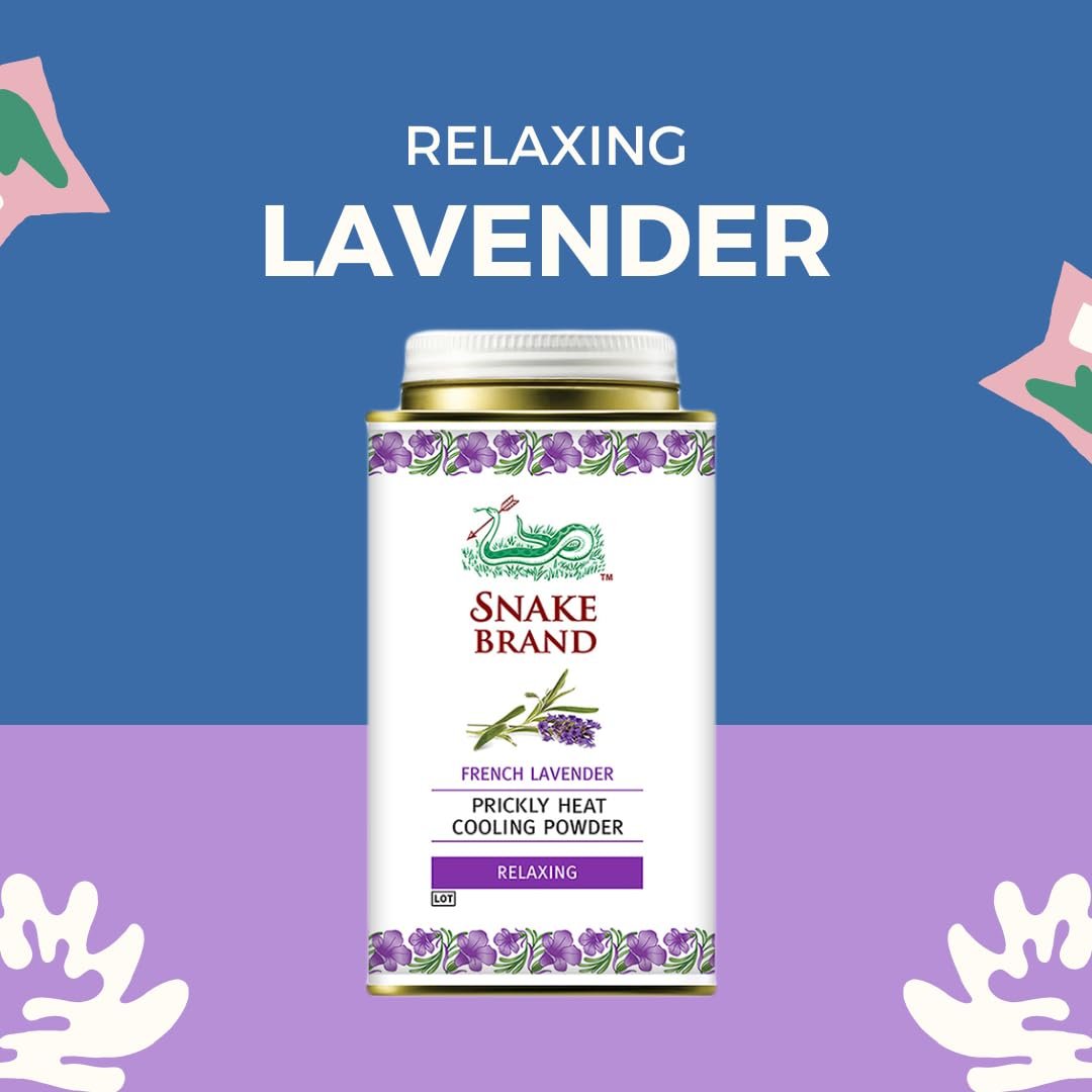 Охлаждающая пудра для тела SNAKE BRAND Prickly Heat Classic & Relaxing Lavender 140 г Набор 2 шт., фото №3