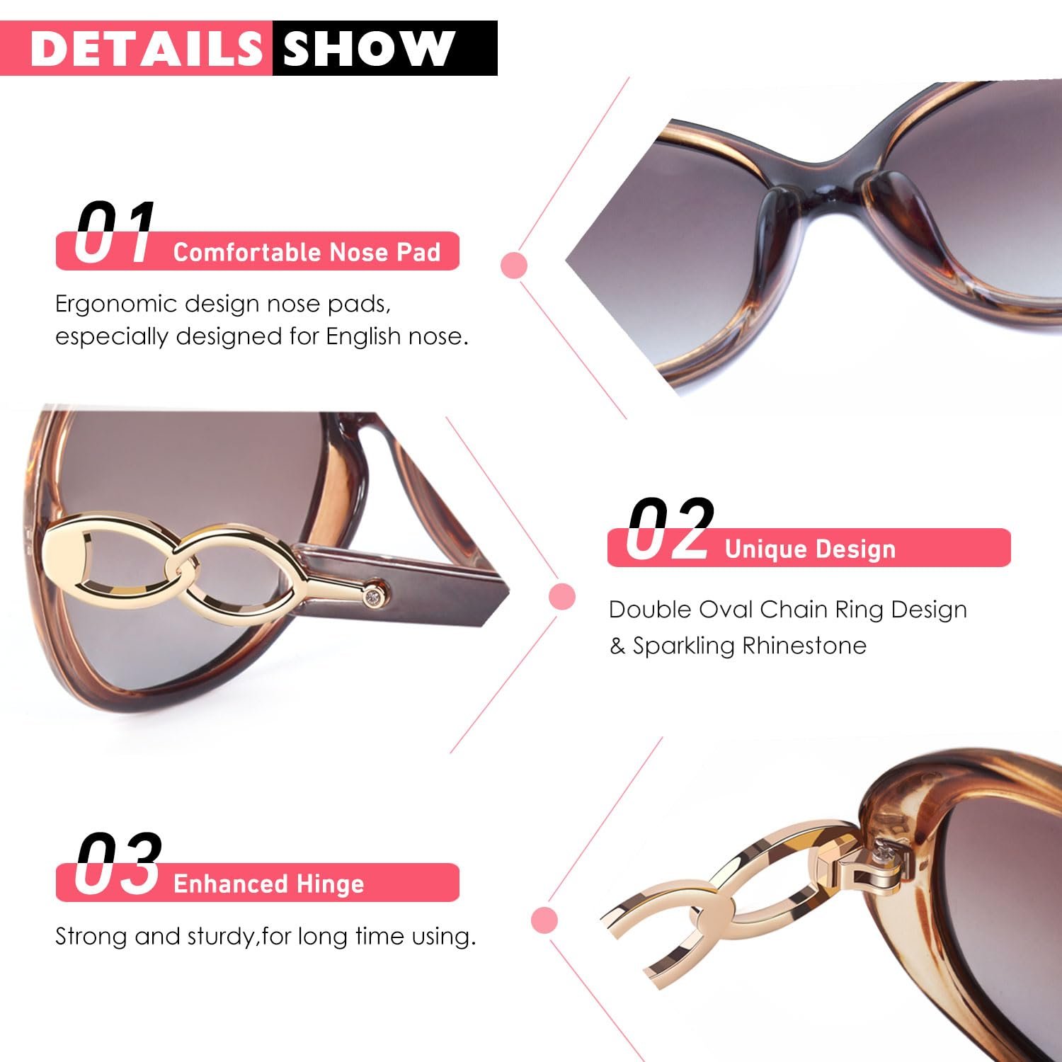 Солнцезащитные очки CGID Designer Oversized для поляризованных женщин, защита UV400, фото №3 Солнцезащитные очки CGID Designer Oversized для поляризованных женщин, защита UV400, фото №3