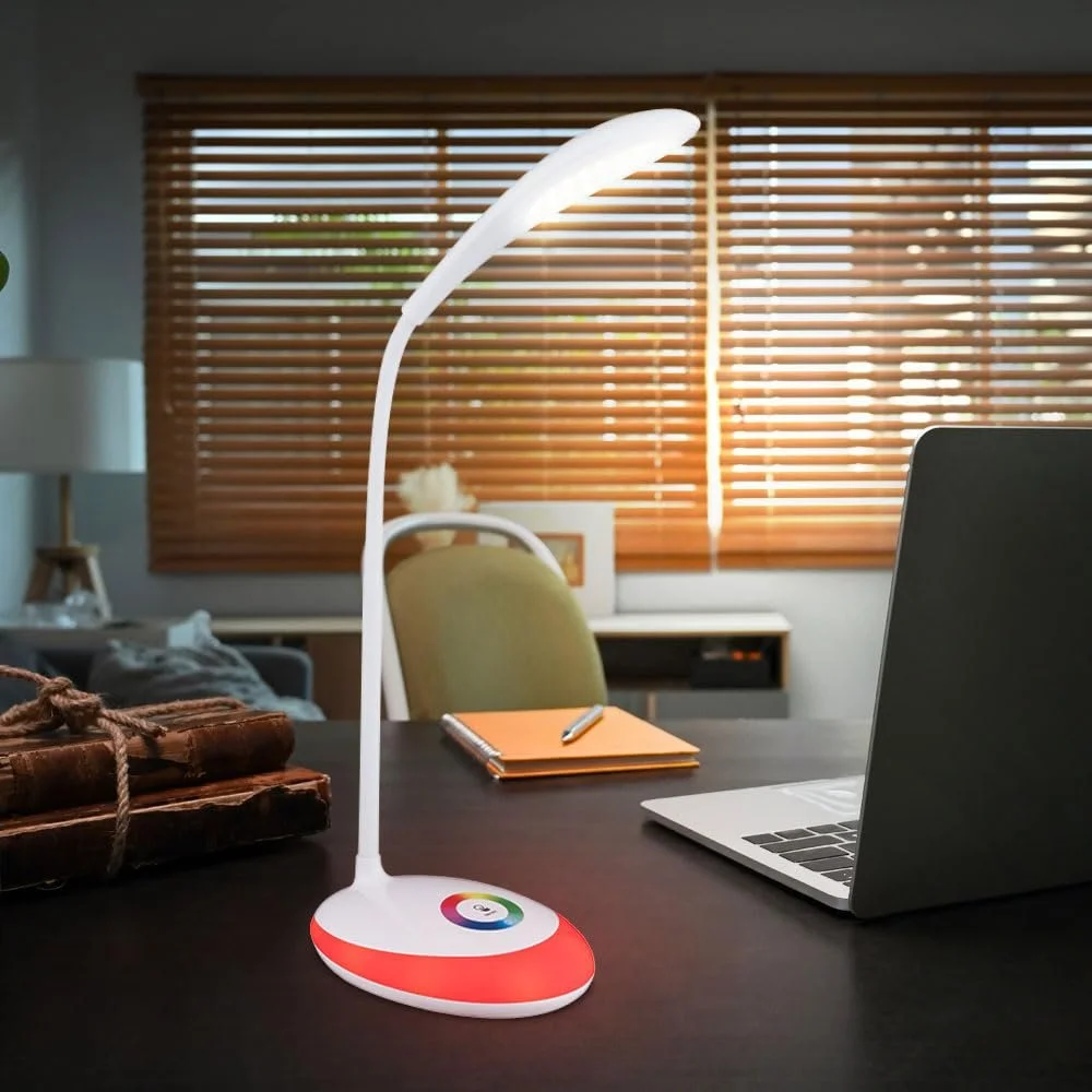 Настольная лампа GLOBO Сенсорная RGB Гибкая ножка Аккумулятор Белая 3 Вт LED 1,4 Вт RGB 48 см, фото №2