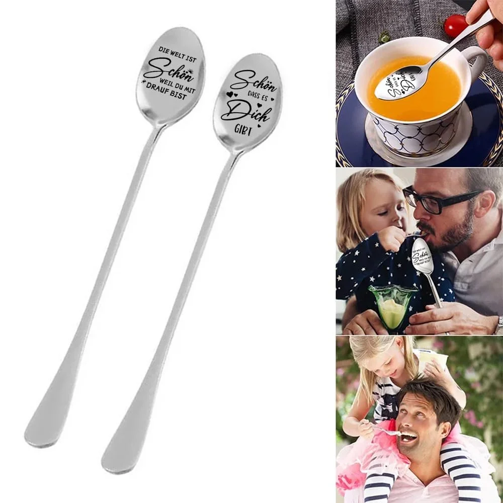 Набір з 2 кавових ложок з гравіюванням 19 см, фото №5